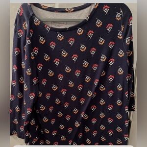 💜3 for $15 Charter Club Navy and Coral Floral Top SzXXL